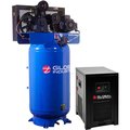 Global Industrial Two Stage Piston Air Compressor w/Dryer, 5 HP, 80 Gal., 1 Phase, 230V 133681